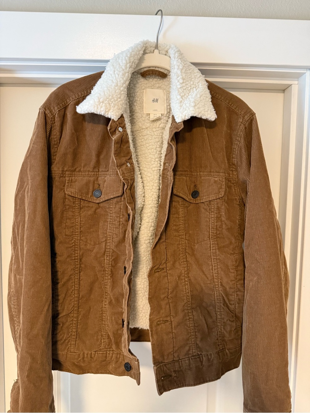 H&M Brown Corduroy Jacket with White Sherpa Collar